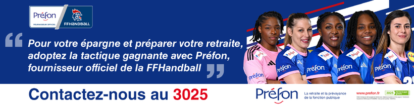 Partenariat FFHB : bannière de joueurs et joueuses de l'équipe de France de handball